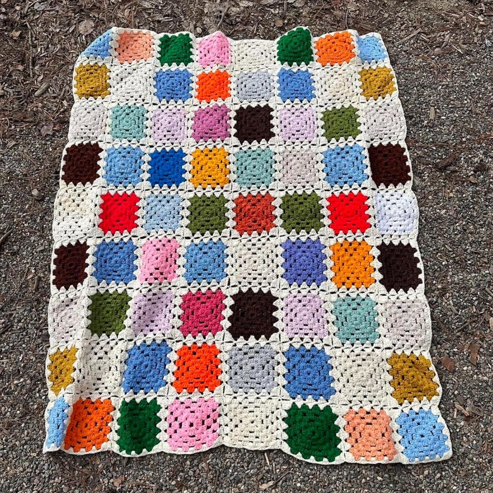 Colorful Crochet Patchwork Blanket